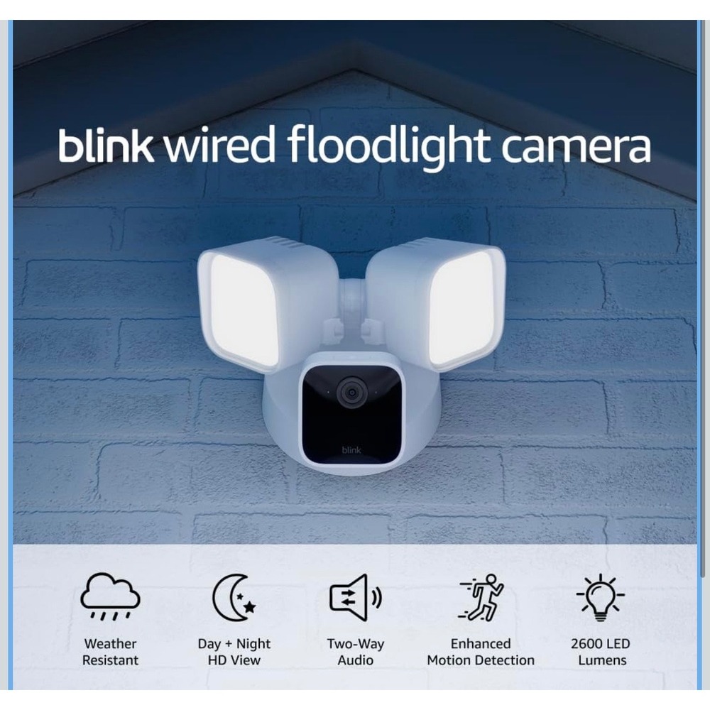 Blink Wired Floodlight Camera Smart Security Siren Alexa NEW